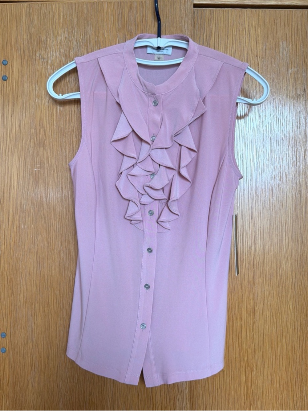 Tahari Sleeveless Ruffle Button-Front Top - Pink